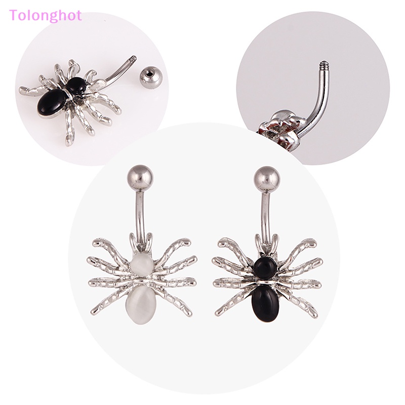 Tolonghot&gt; 316L Stainless Steel Gaya Hewan Pusar Cincin Fashion Spider Liontin Pusar Kuku Untuk Wanita Pria Perhiasan Tubuh Seksi well