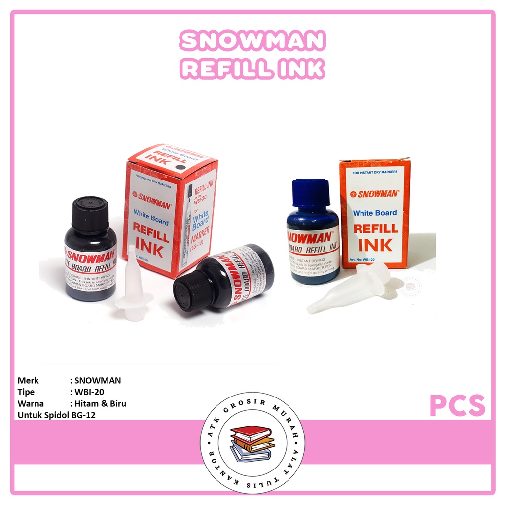 

SNOWMAN - Tinta Spidol Whiteboard White Board Marking INK - Pcs