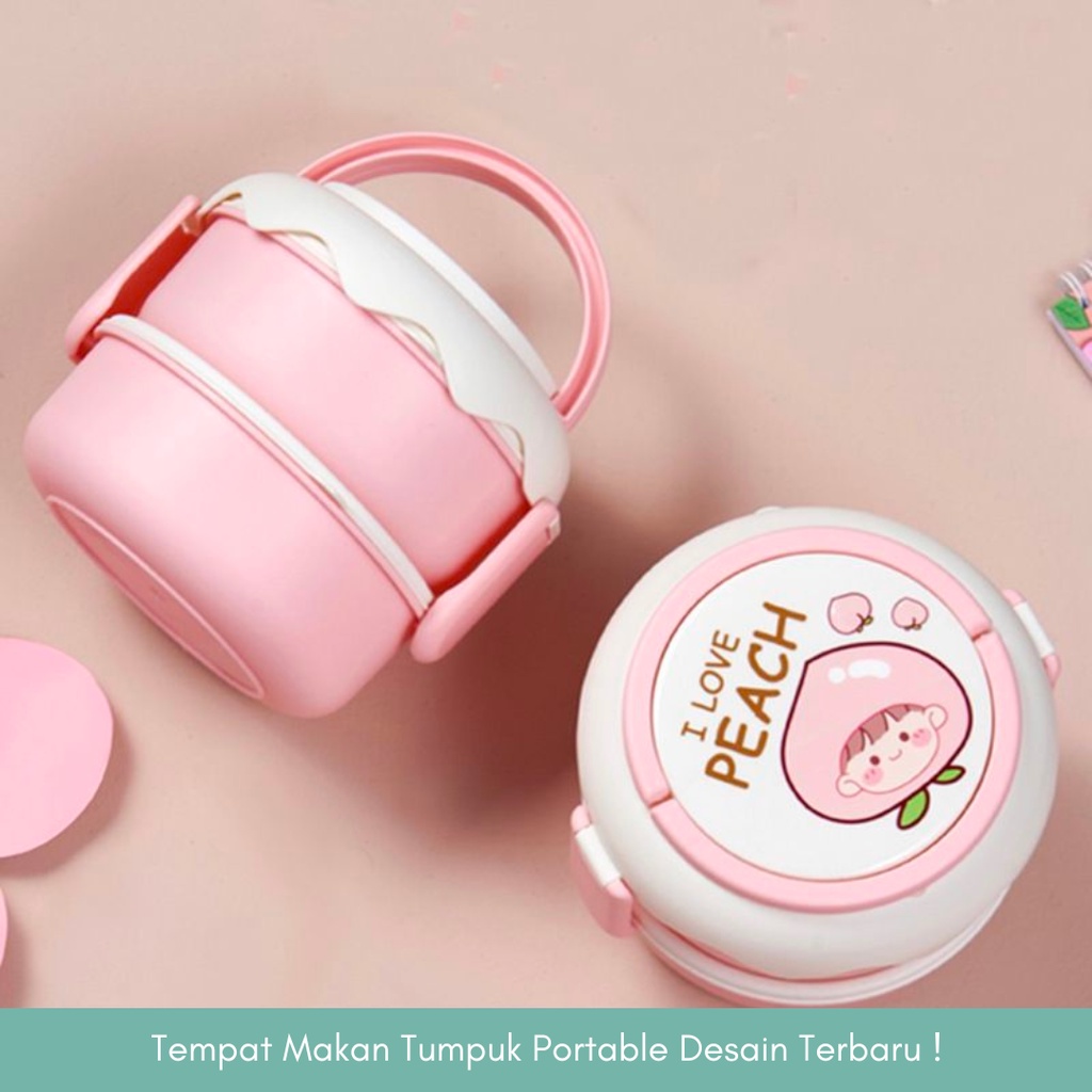 [PSM] LUNCH BOX TUMPUK KOTAK BEKAL 1200 ML ANTI TUMPAH DAPAT FREE SENDOK GARPU