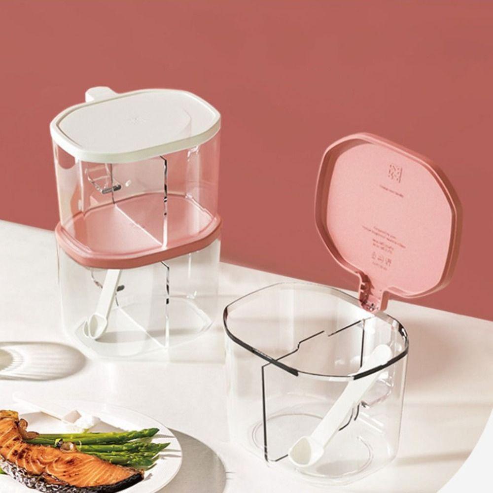 500ml Plastic Split Grid Sugar Bowl, Mangkok Gula Split Grid 500ml Plastik, Cruet Pot Kotak Bumbu Split Grid Transparan Rumah