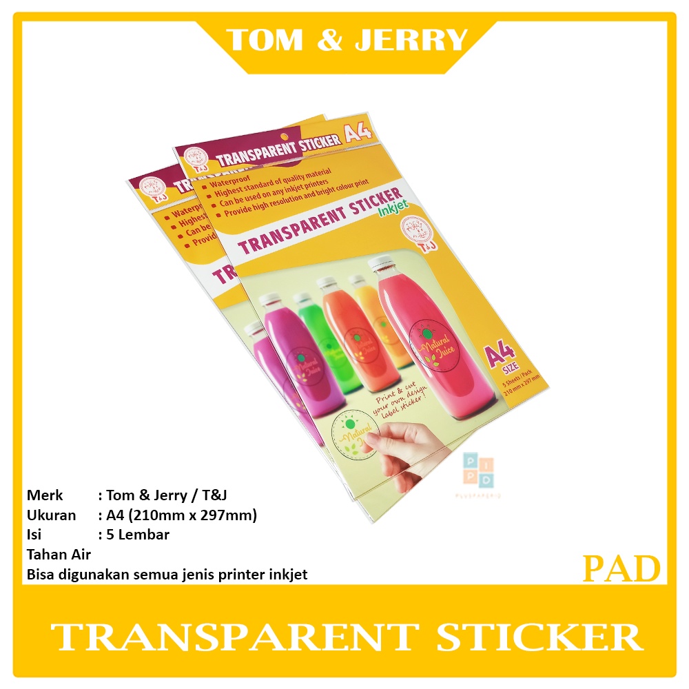 

TOM & JERRY - Label Ukuran A4 Transparent Sticker - Pad