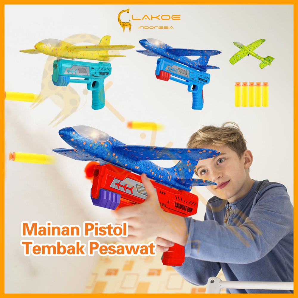 Lakoe Mainan Pistol Tembak Pesawat terbang air/Catapult Gun Anak/Mainan Tembakan Pistol Ketapel Pesawat