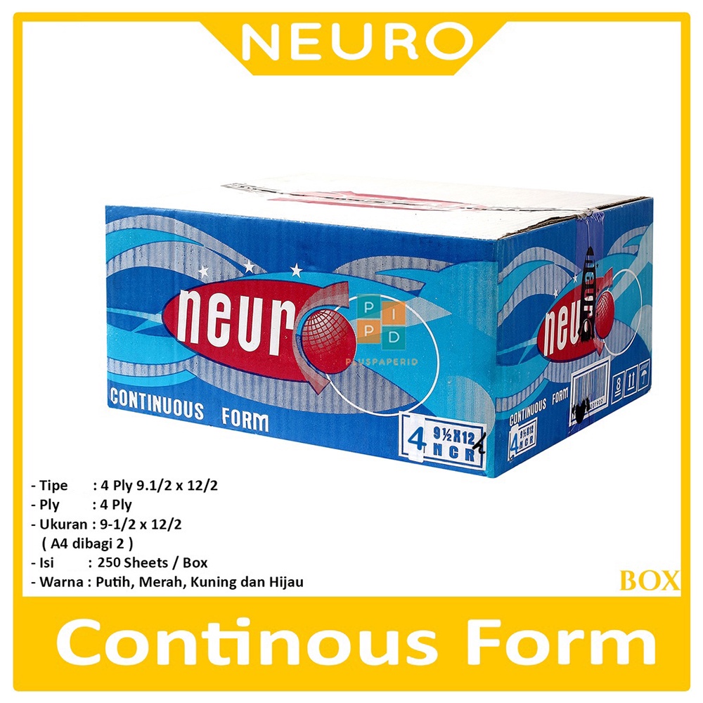 

NEURO - Continous Form 4 Ply 91/2 x 12/2 ( A4 dibagi 2 ) Ncr - Box