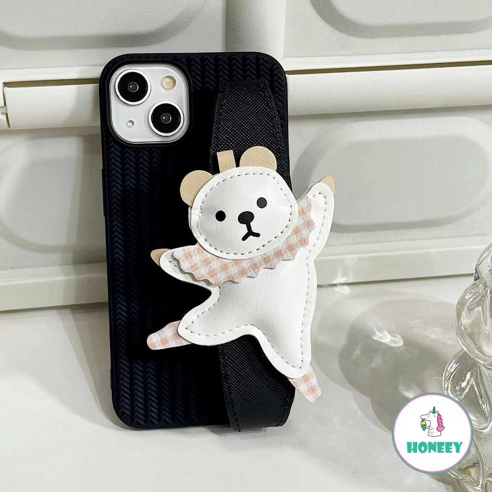 Lucu 3D Kartun Beruang Pergelangan Tangan Strap Phone Case Kompatibel Untuk iPhone 14 Pro 13 12 Pro Max 11 Promax 14Plus Silikon Soft Cover