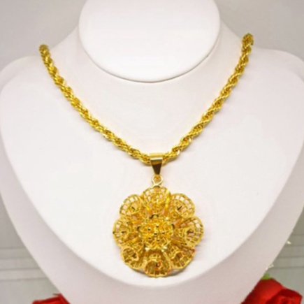 Set Kalung liontin Titanium panjang 60cm terbaru Asli Wanita Anti Karat Emas Perhiasan Aksesoris Kor