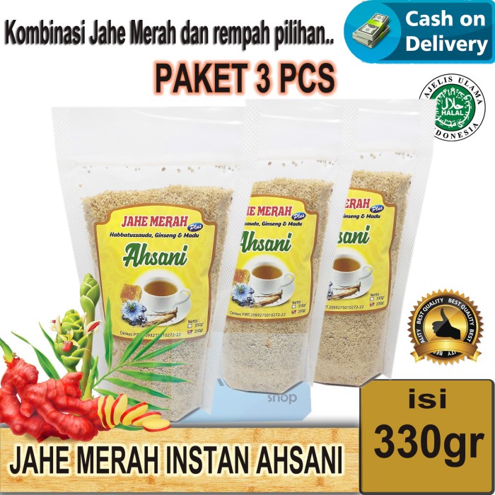 

[ PAKET 3 PCS ] JAHE MERAH AHSANI instan Menjaga daya tahan tubuh 200G