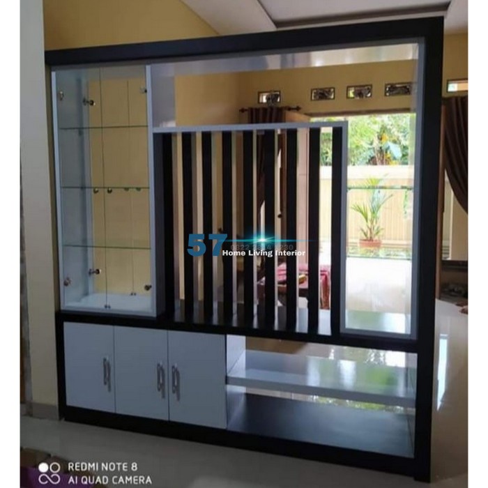 Lemari Partisi Penyekat Ruangan Bahan Plywood HPL Minimalis