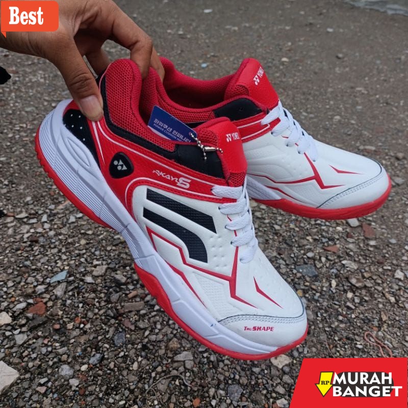 Sepatu bulu tangkis terbaru- Sepatu yonex putih akayu 5 badminton pria komponen ori karet