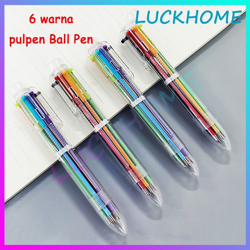 

Pulpen 6 Warna isi Tinta 6in1 Pena 0.5mm Pulpen 6 Warna Transparan Pena Ballpont Pen Six-in-One Color