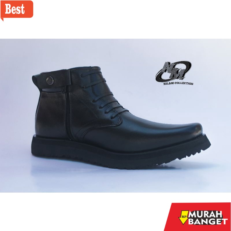 Boot pria terbaru- Sepatu PDH Tali Mati Sepatu Polisi Sepatu TNI ABRI POLRI Sepatu Kulit  Asli Sepat