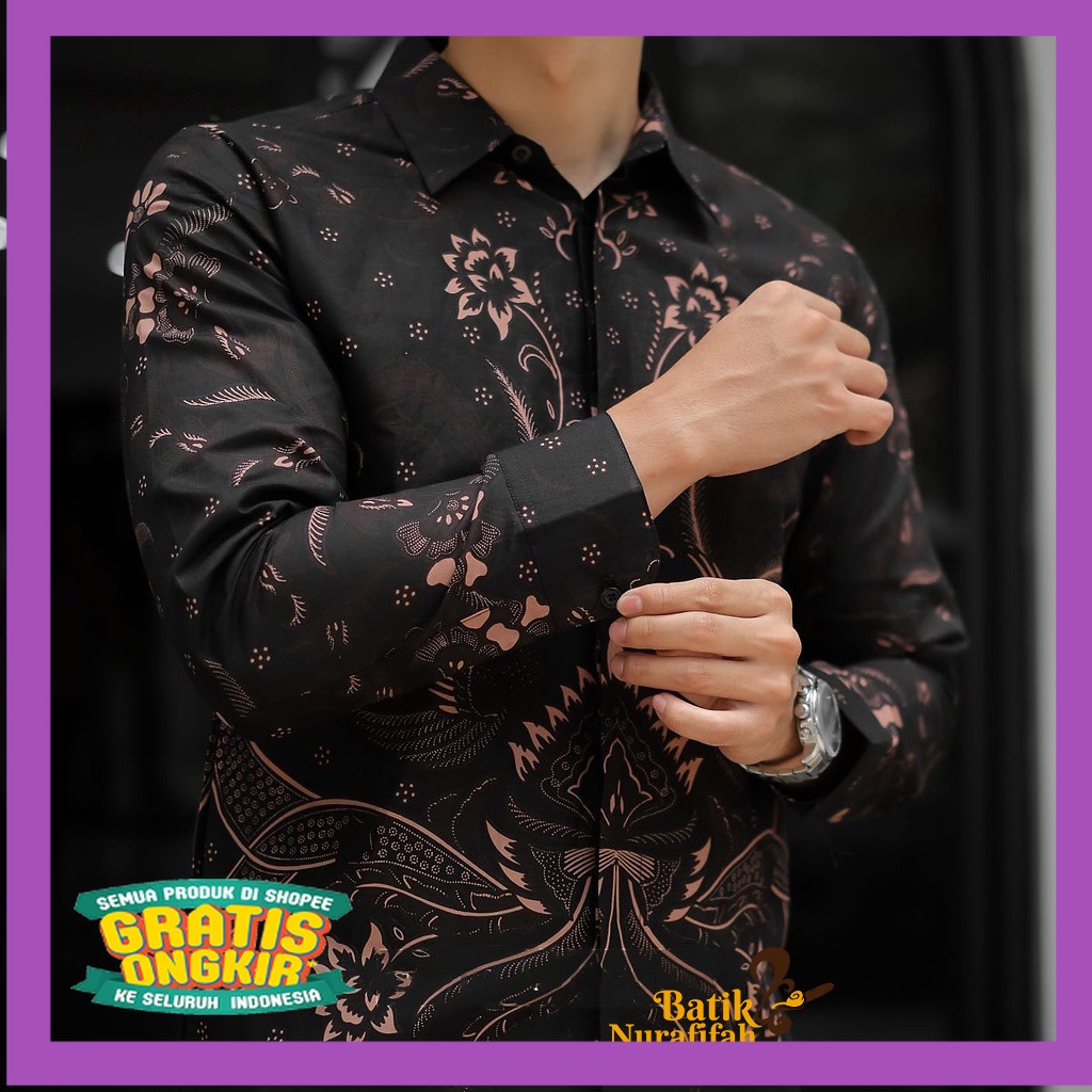 OUTFIT TRENDY KEREN MURAH TERLARIS /ATASAN BAJU KEMEJA BATIK PRIA LENGAN PANJANG SLIMFIT LAPIS FURIN