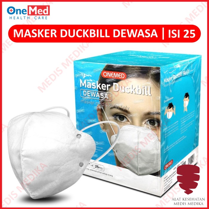 Masker Duckbill 4ply Isi 25 Onemed Dewasa Disposable Face Mask Earloop