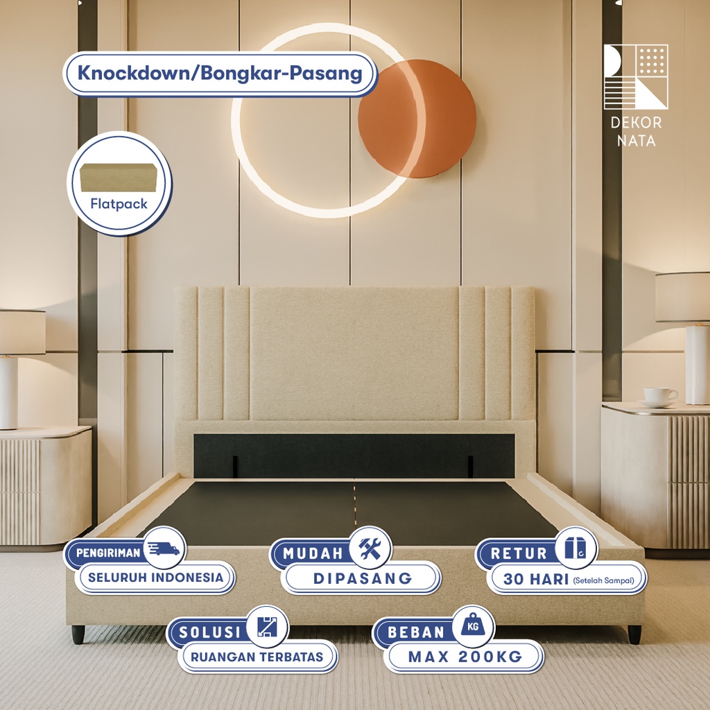 Dekornata Divan Knockdown + Sandaran Remee Divan Minimalis Divan Kayu Dipan Kayu Divan 120x200 Divan