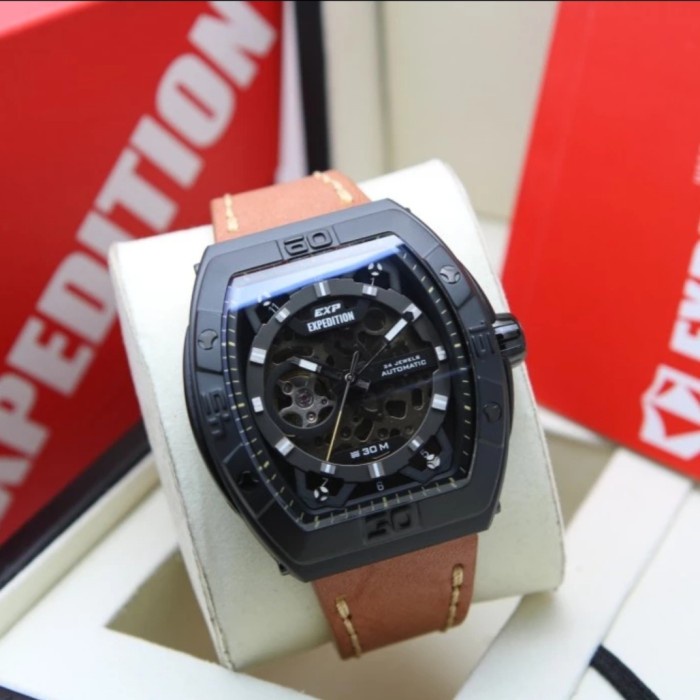 jam tangan expedition automatic e6800 original leather coklat muda Vs