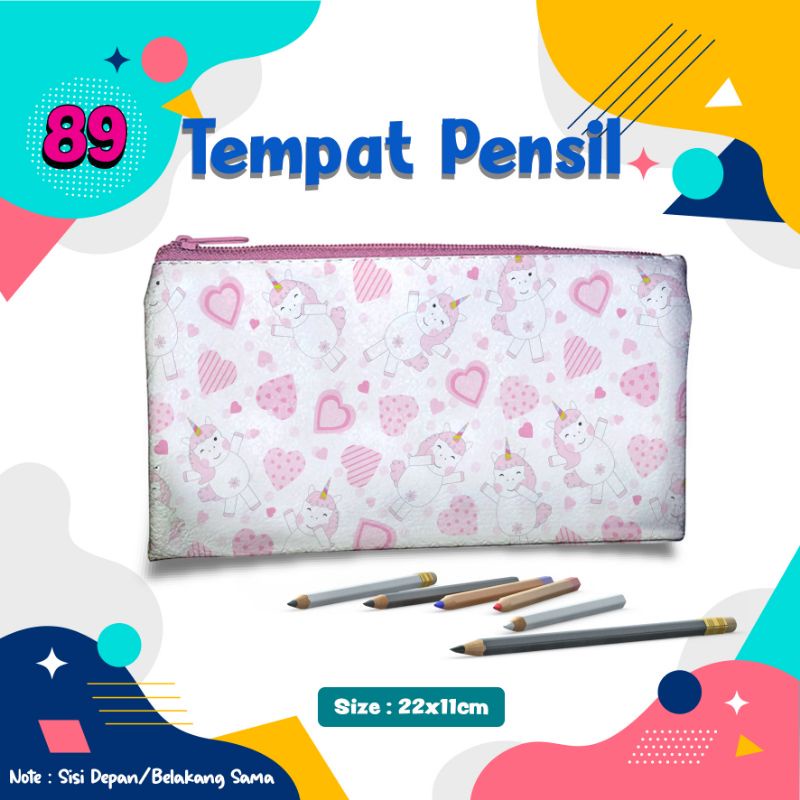 

Untuk ultah Sale Tempat pensil Unicorn 22x11 Full kulit sintetis print depan belakang sama souvenir tempat pensil