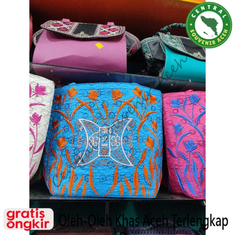 TAS KAIN BORDIR KHAS ACEH BESAR/MOTIF BUNGA TULIP