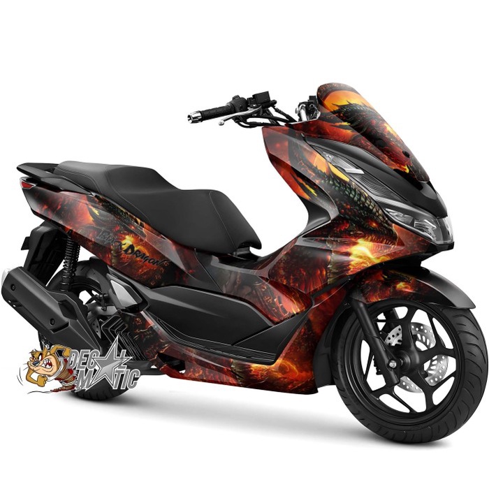 Decal PCX Full Body - Stiker Full Body Motor Honda PCX 160 / PCX150 Black Dragon Naga Hitam