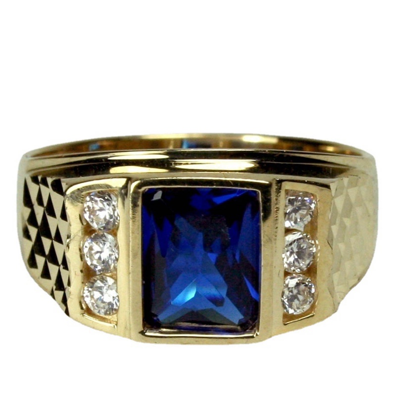 Mode Klasik Cincin Untuk Pria Mewah Dominan Biru Zirkon Cincin Kawin Pertunangan Cincin Pesta Perhiasan Hadiah