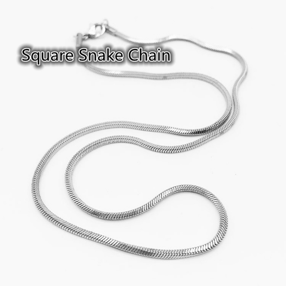 Titanium Steel Necklace Korean Tide Simple Chain Square Snake Round Bone Chain Hip Hop Necklace Men Women Sweet Heart Jewelry