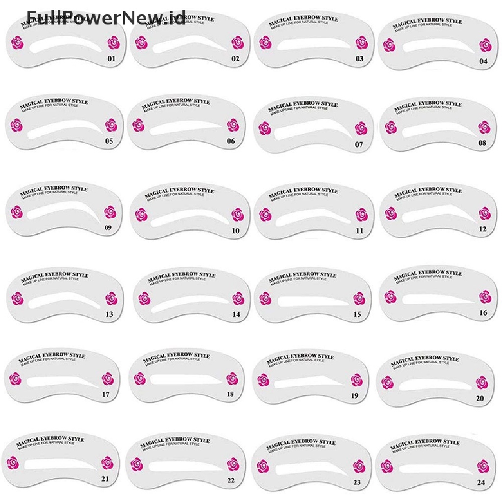 Power 24Pcs Pembentuk Alis Membentuk Stensil Grooming Pesona Template Kartu Alis Makeup ID
