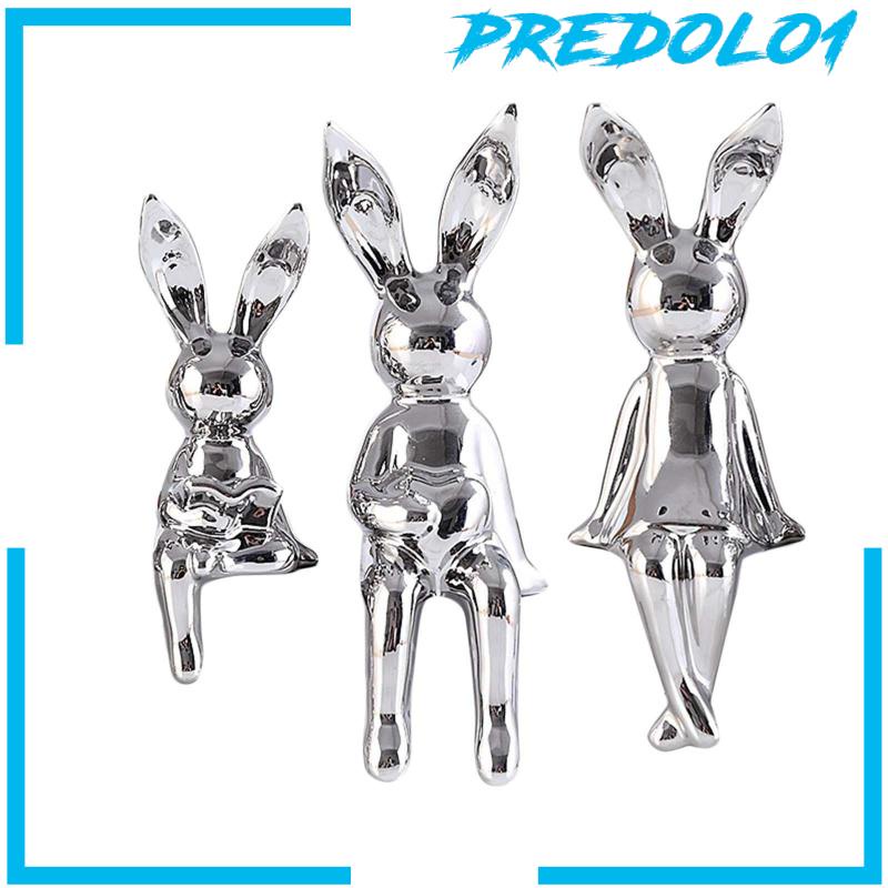 [Predolo1] 3pcs Patung Keluarga Kelinci Gambar Hewan Kamar Tidur Bunny Statue