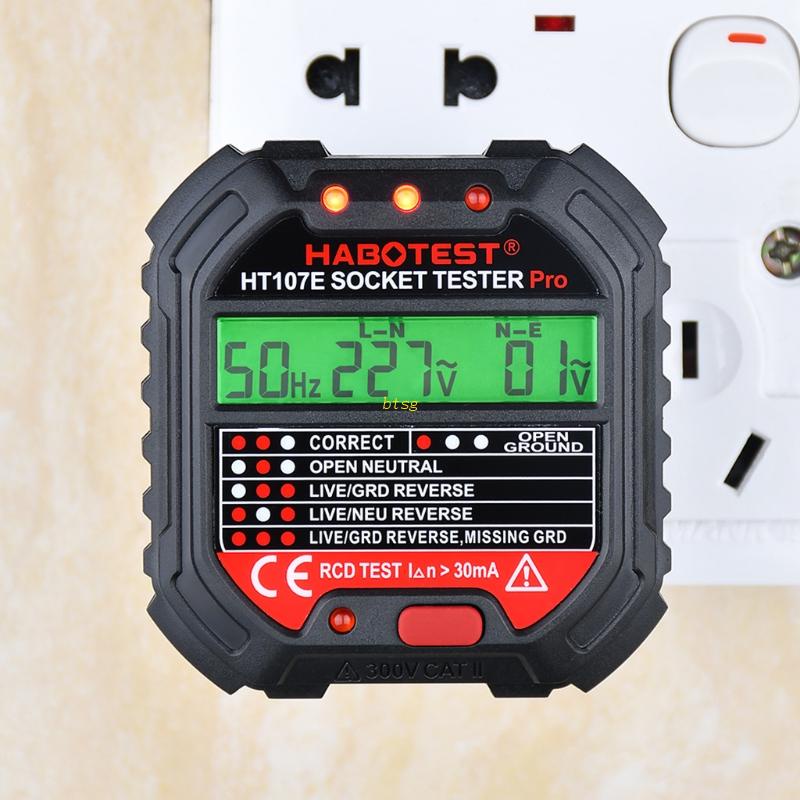 Btsg Kebocoran Untuk Perlindungan HT107 Socket Tester Voltage Test EU/UK/US Plug Line Tester