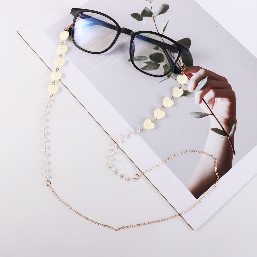 Agustinina Cinta Rantai Kacamata Warna-Warni Non Slip Warna Emas Gantung Leher Berbentuk Hati Rantai Logam Masker Anti Hilang Rantai