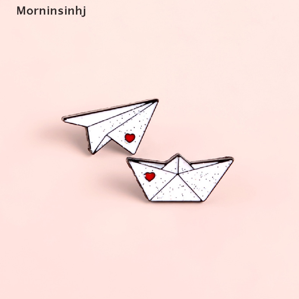 Mornin Pesawat Kertas Perahu Enamel Pin Cinta Bros Kerah Pin Baju Tas Pesawat Feri Lencana Mini Perhiasan Hadiah id