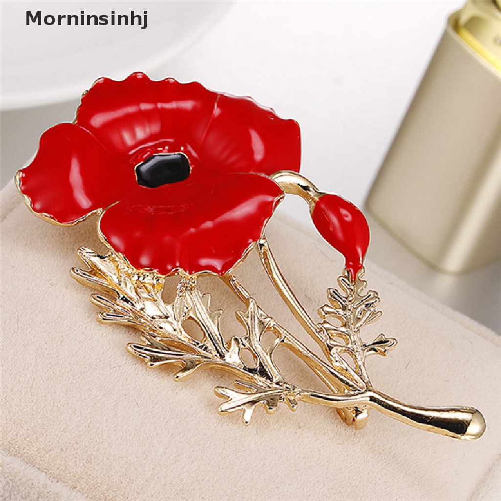 Bros Enamel Mornin Poppy Merah Bunga Bros Pin Wanita Hari Ibu Cinta Keluarga Perhiasan id