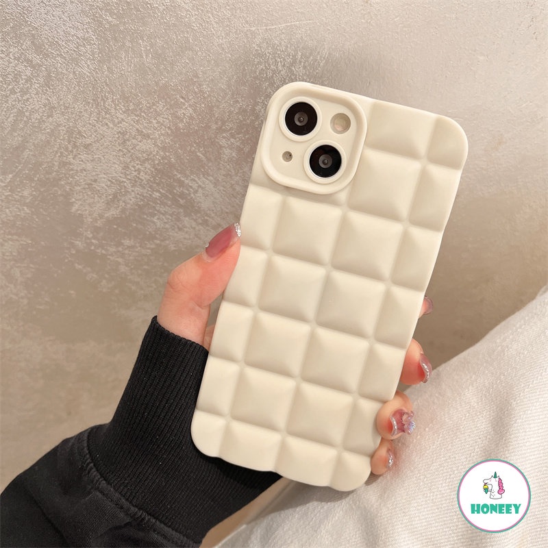 Kisi 3D Warna Solid Sederhana Cocok Untuk IPhone14 Pro MAX Case Apple13 12 11 XS MAX Casing Ponsel Bantal Silikon