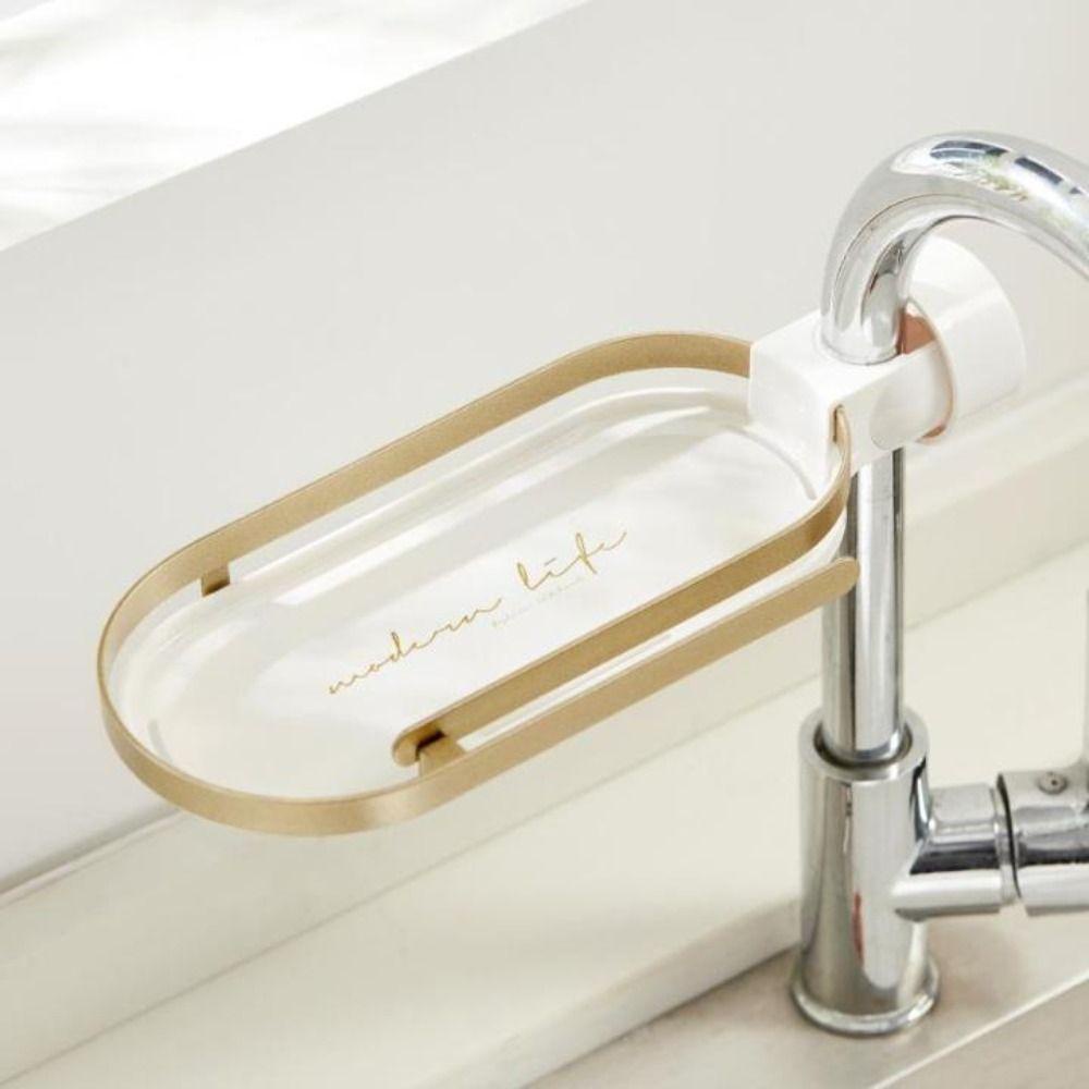 Fishstick Rak Kran Ruang Aluminium Adjustable Aksesoris Dapur Kamar Mandi Tanpa Bor Hemat Tempat Penyimpanan Spons Praktis