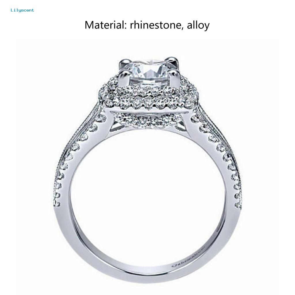 Lilyscent Glary Finger Ring Untuk Pengantin Wanita Besar Permata Imitasi Dekorasi Wedding Ring Menawan