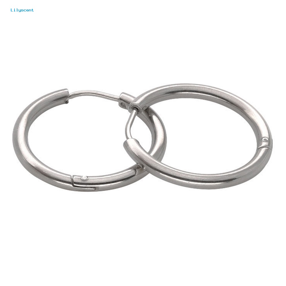 Lilyscent 1pasang Stainless Steel Fashion Punk Unisex Ear Hoop Lingkaran Anting Perhiasan Hadiah