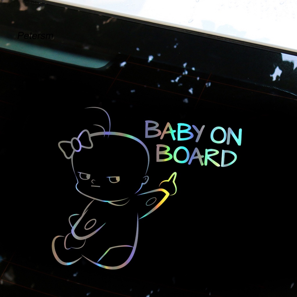 Paster Mobil Lucu PP Untuk Modifikasi Baby On Board Stiker Peringatan Mobil Laser Reflektif Pemasangan Mudah