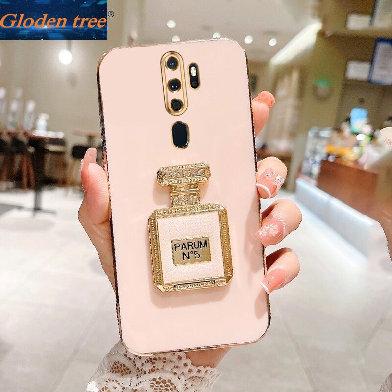 Casing Case Pohon Gloden Untuk OPPO A9 2020 A91 A92 A93 2020 A94 A95 A96 5G 4G A83 Case Dengan Botol Parfum Kickstand Lipat Cakupan Penuh Case Kamera