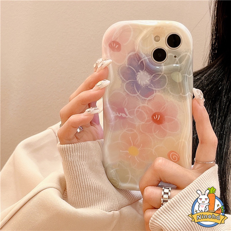 IPHONE Casing Kompatibel Untuk Iphone14 13 12 11 Pro Max X Xr Xs Max8 7 6 6s Plus SE 2020 ins Musim Semi Musim Panas Bunga Warna-Warni Lukisan Minyak Casing Ponsel Shockproof Soft Case Cover Pelindung