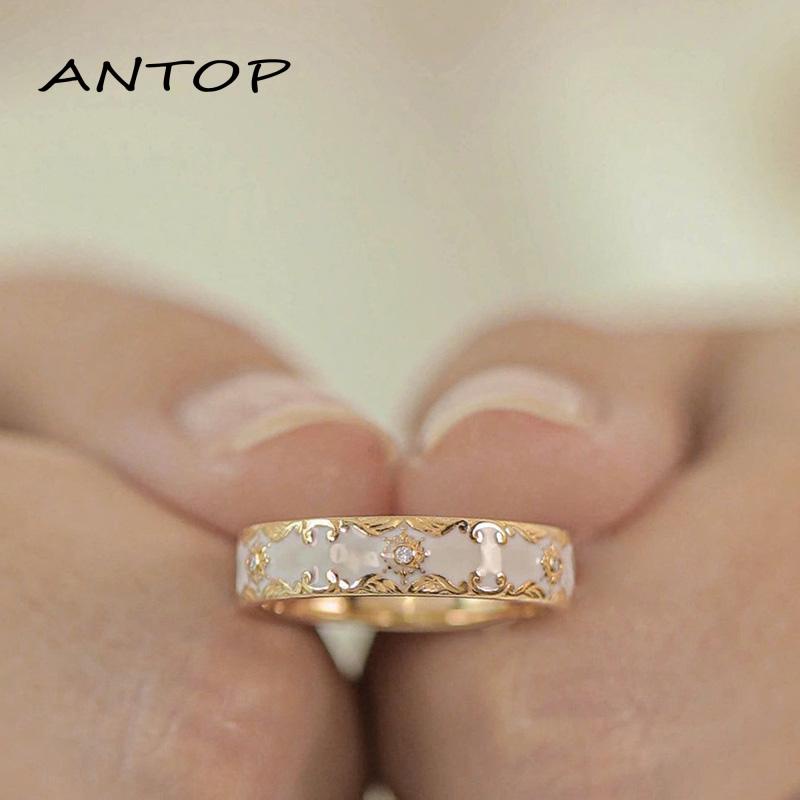 [Antop Lurik Enamel Pola Silang Biru Glasir Wanita Cincin Ring Niche Desain Rasa