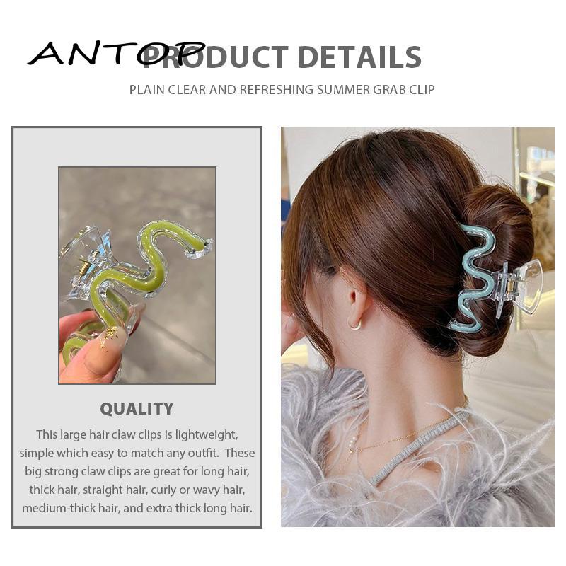 [Antop Termurah] Jepit Rambut Warna Polos Menyegarkan Musim Panas Hair Claw Clip W-shaped Drop Glaze