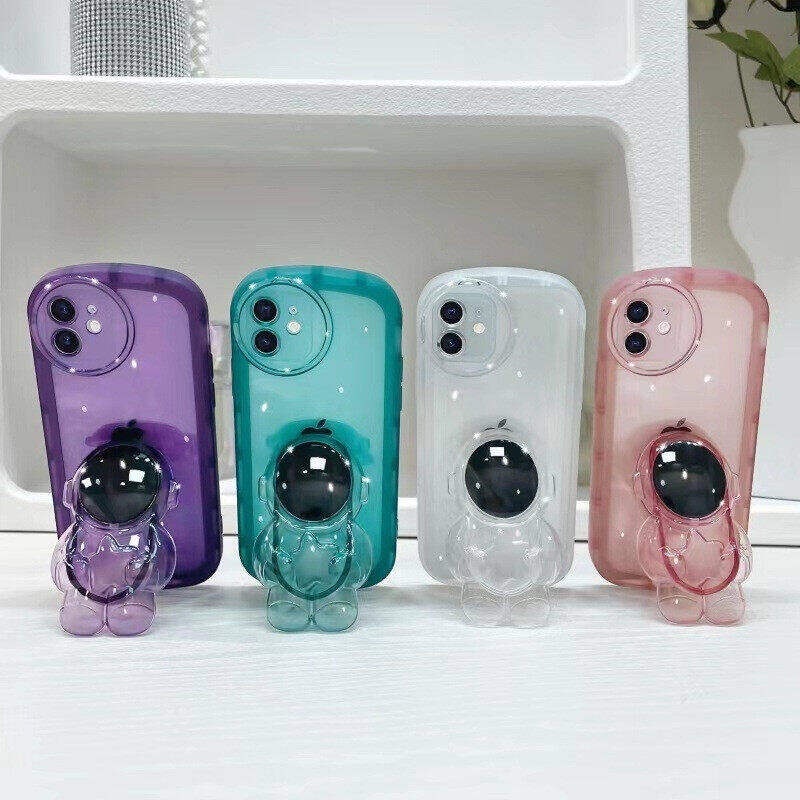 Andyh Untuk Xiaomi 12T Pro Phone Case Tahan Jatuh Transparan Chubby Silikon Lembut Dengan Astronot Stand 2022desain Baru Phone Back Cover