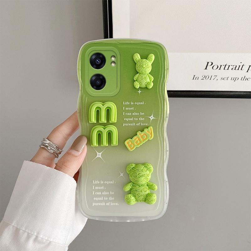 Gloden tree Phone Case Untuk OPPO A57 4G 2022 A57S A57E A77 4G 2022 A77S Casing Ponsel 3D Alphabet Bear Pelindung Kamera Pelindung Penutup Belakang Couple Case