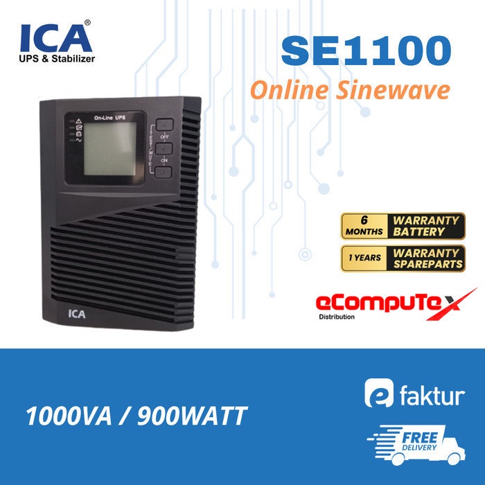 UPS ICA SE-1100 SE1100 1000VA 900WATT ONLINE SINEWAVE UPS GARANSI RESMI