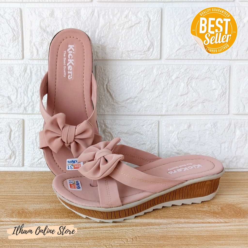 Sandal Wanita Jepit Wedges Ninndy Pita Size 26-40 Salem Muda