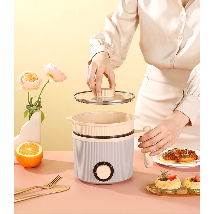 ❀ Chingu ❀  XNM-630 Panci Multi Purpose Cooking Line Kuali Elektrik Serbaguna Anti lengket 18cm 450w