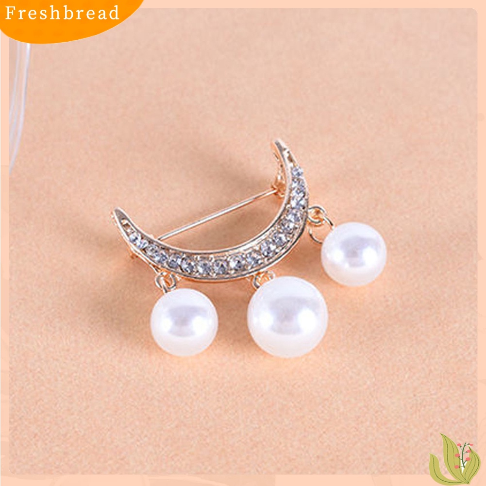 &lt; Freshbread &gt; 2Pcs Setengah Lingkaran Mutiara Imitasi Drop Bros Pin Lencana Baju Tindik Ornamen