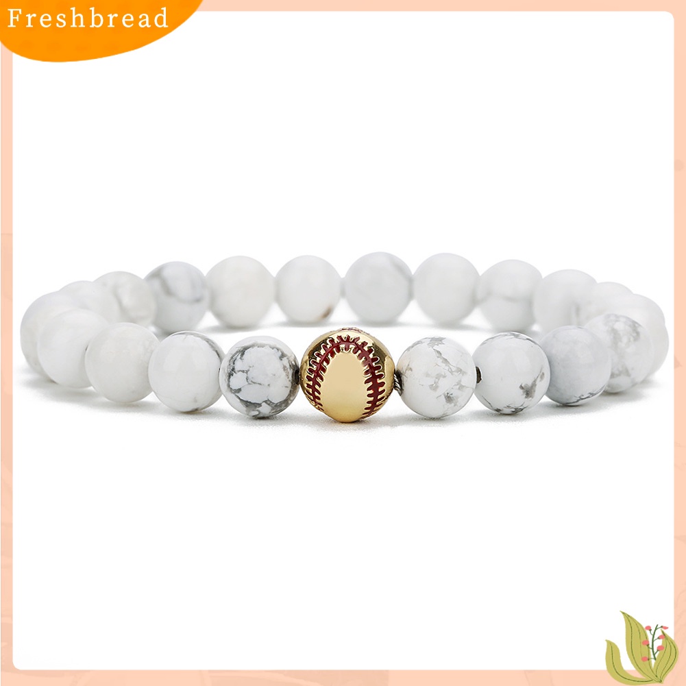 &lt; Freshbread &gt; Fashion Unisex Baseball Pesona Batu Alam Manik-Manik Gelang Bangle Perhiasan Hadiah