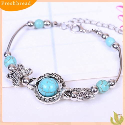 &lt; Freshbread &gt; Fashion Wanita Turquoise Beads Gelang Paduan Menawan Bangle Perhiasan Hadiah