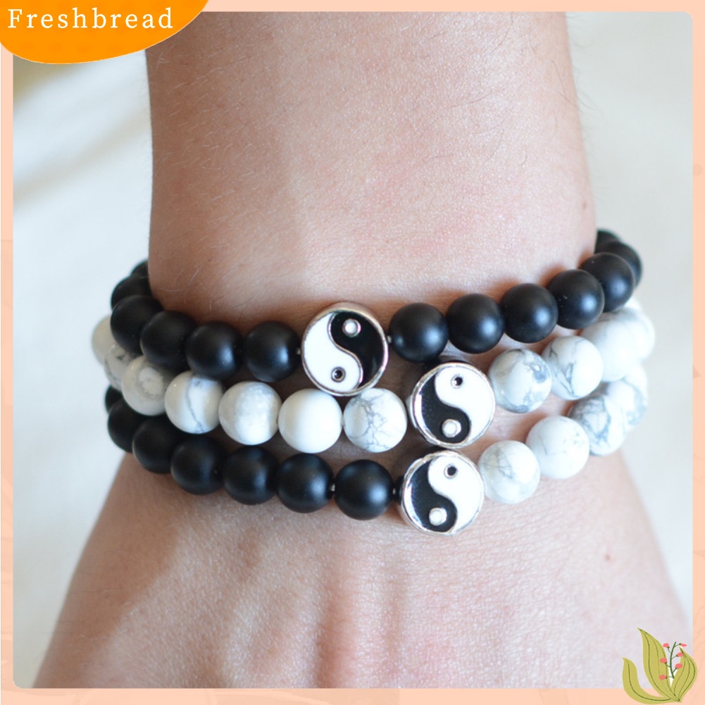 &lt; Freshbread &gt; Fashion Klasik Putaran Yin Yang Beads Unisex Gelang Pecinta Pasangan Perhiasan Hadiah