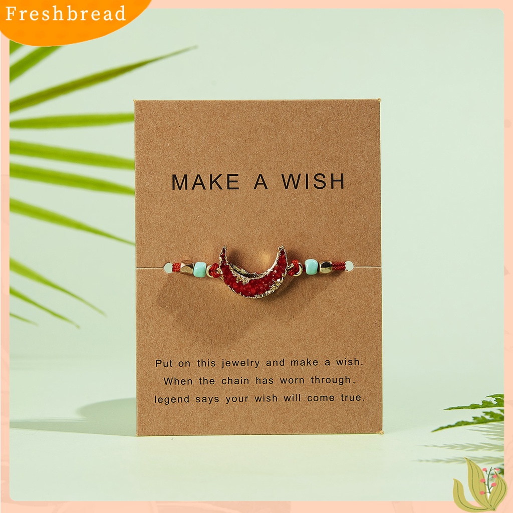 &lt; Freshbread &gt; Gelang Bergaya Ramah Kulit Adjustable Resin Fashion Moon Beaded Bracelet Untuk Wanita