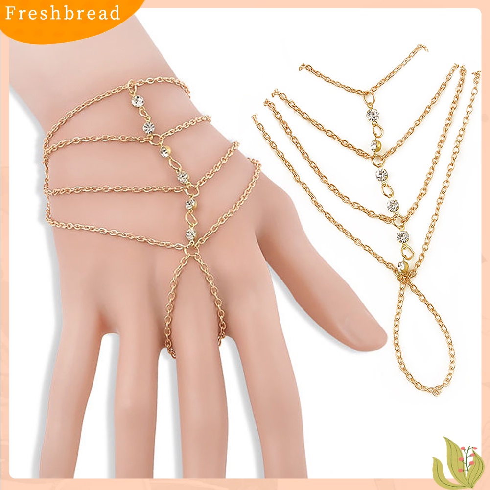 &lt; Freshbread &gt; Selebriti Budak Rantai Link Jari Cincin Hand Harness Gelang Perhiasan Tari Pantai