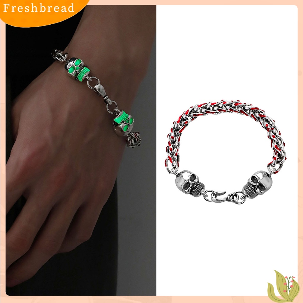 &lt; Freshbread &gt; Couple Gelang Rantai Merah Bercahaya Perhiasan Tetes Minyak Tebal Gelang Fashion Jewelry